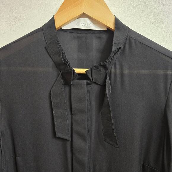 C Major Womens Black Silk Blouse Size 4 Sheer Corpcore Whimsigoth Fairy Grunge - Picture 4 of 10